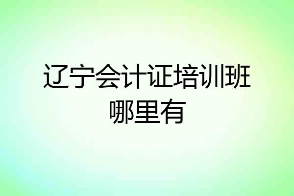 辽宁会计证培训班哪里有
