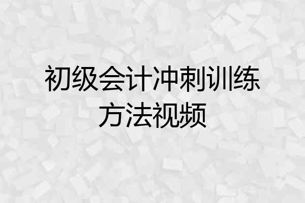 初级会计冲刺训练方法视频