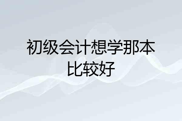 初级会计想学那本比较好