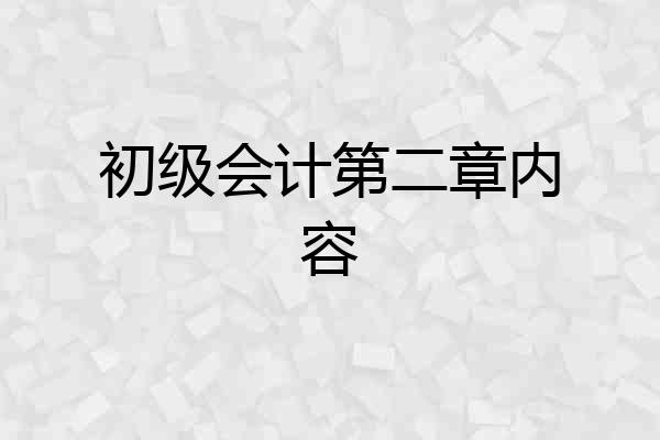 初级会计第二章内容