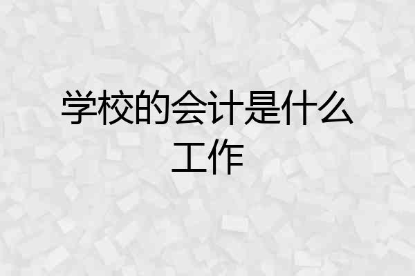 学校的会计是什么工作