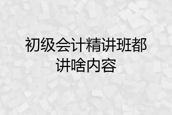 初级会计精讲班都讲啥内容