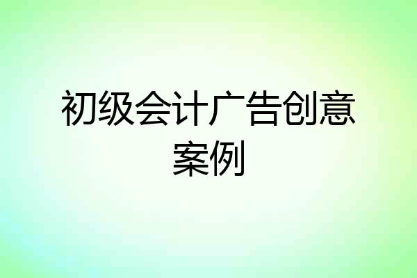 初级会计广告创意案例