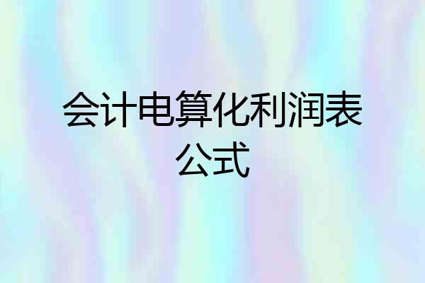 会计电算化利润表公式
