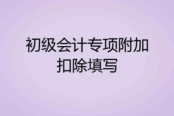 初级会计专项附加扣除填写