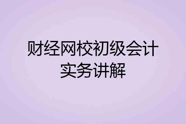 财经网校初级会计实务讲解