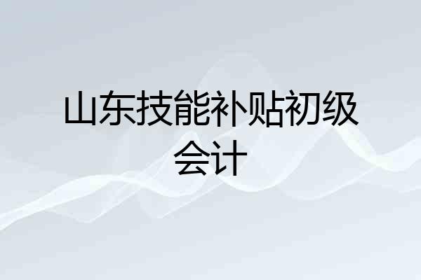 山东技能补贴初级会计