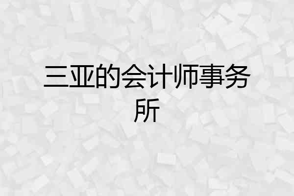 三亚的会计师事务所