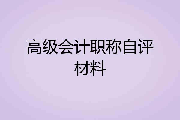 高级会计职称自评材料