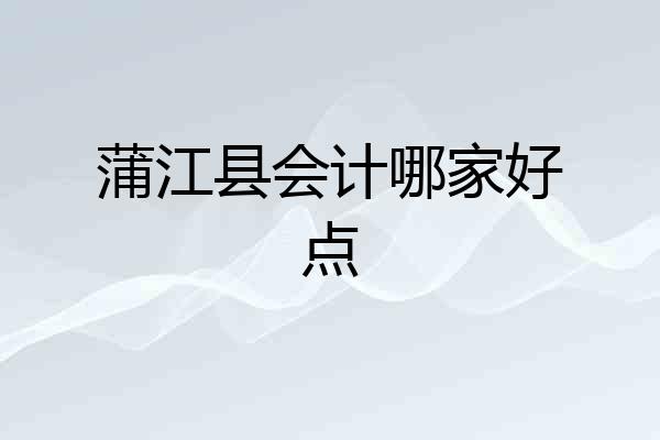 蒲江县会计哪家好点
