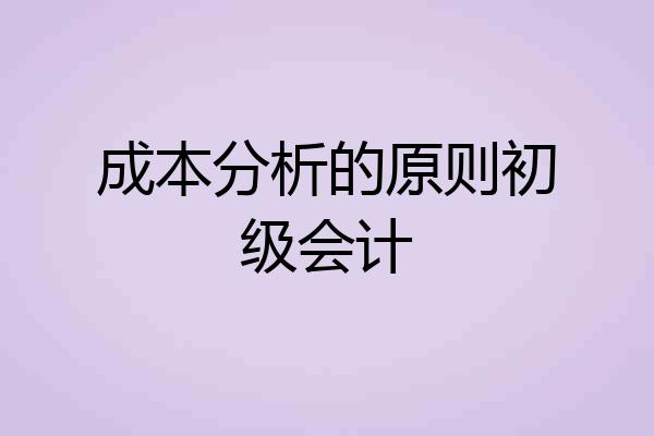 成本分析的原则初级会计