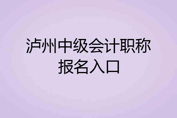 泸州中级会计职称报名入口