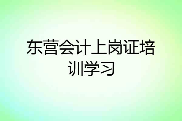 东营会计上岗证培训学习