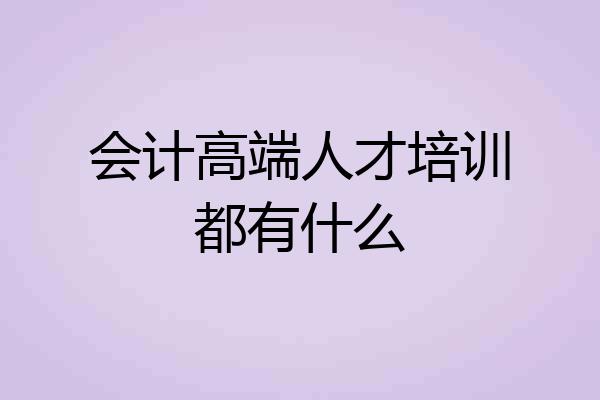 会计高端人才培训都有什么