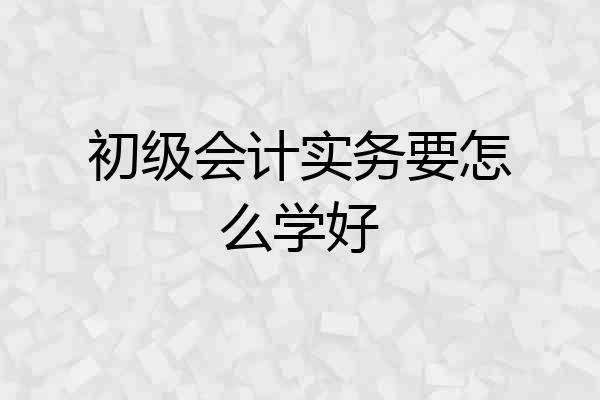 初级会计实务要怎么学好