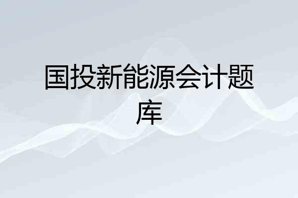 国投新能源会计题库