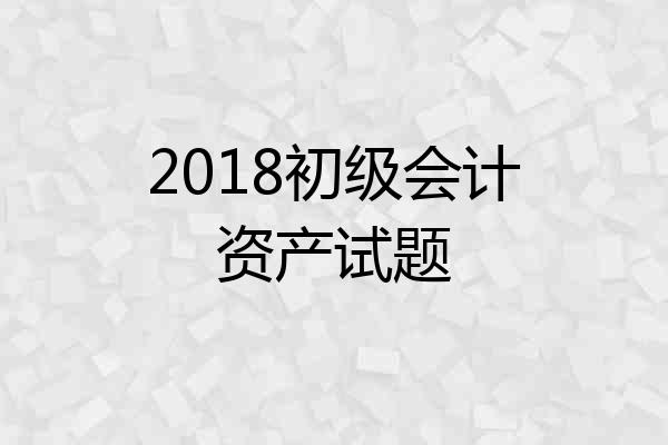 2018初级会计资产试题