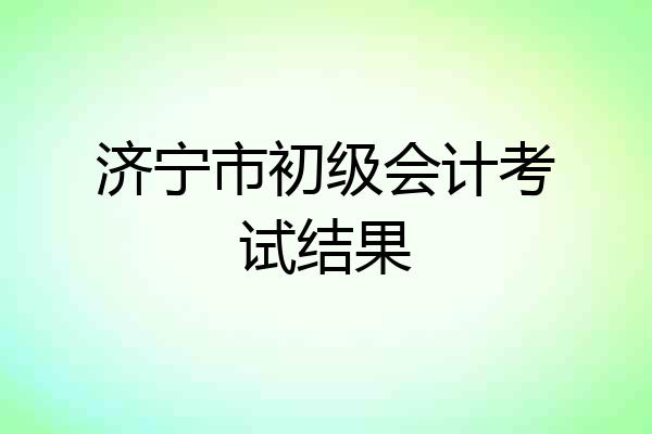 济宁市初级会计考试结果
