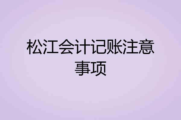 松江会计记账注意事项