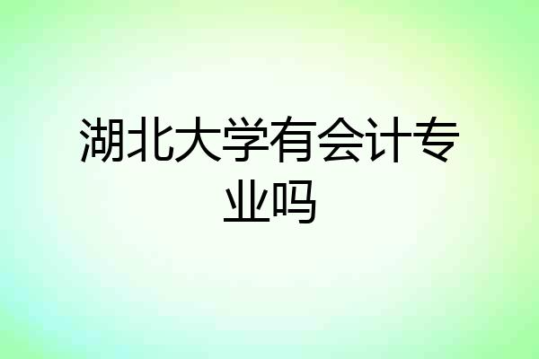 湖北大学有会计专业吗