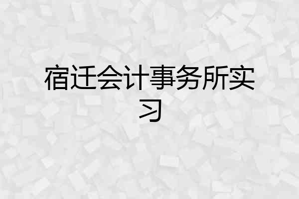 宿迁会计事务所实习