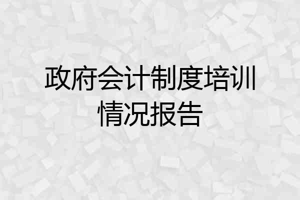 政府会计制度培训情况报告