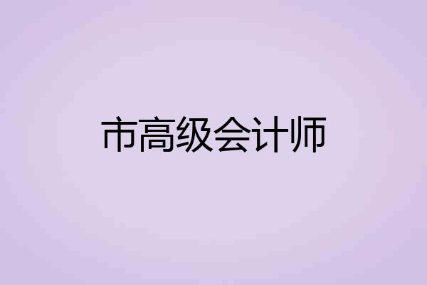 市高级会计师
