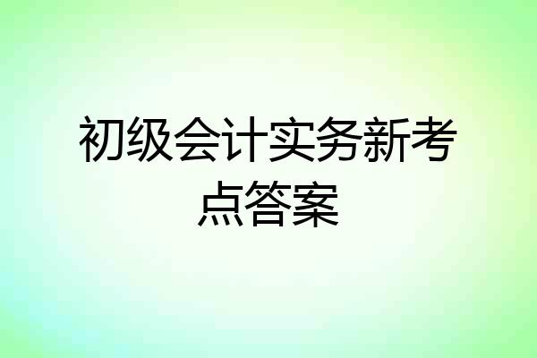 初级会计实务新考点答案