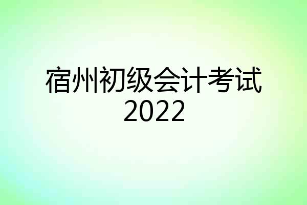 宿州初级会计考试2022