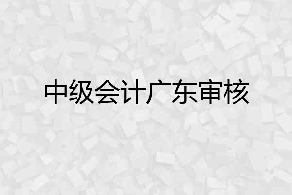 中级会计广东审核
