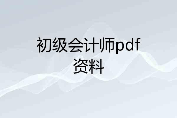 初级会计师pdf资料