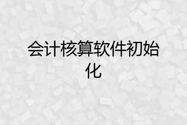 会计核算软件初始化