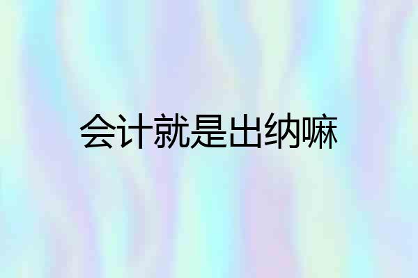 会计就是出纳嘛