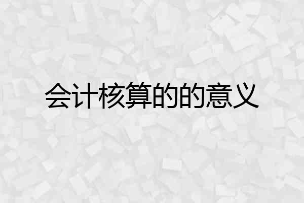 会计核算的的意义