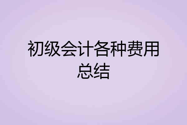 初级会计各种费用总结
