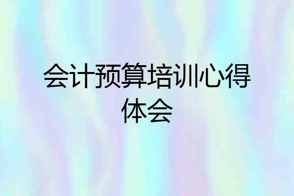 会计预算培训心得体会