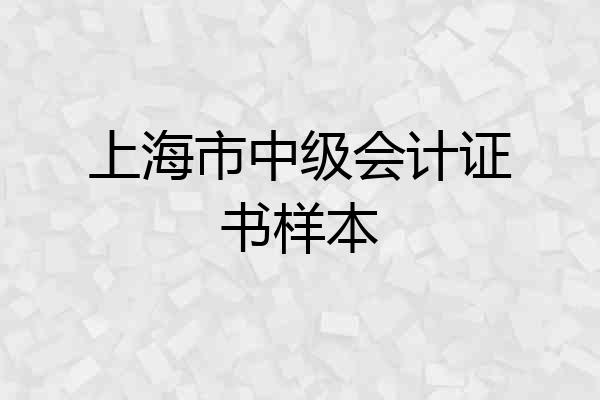 上海市中级会计证书样本
