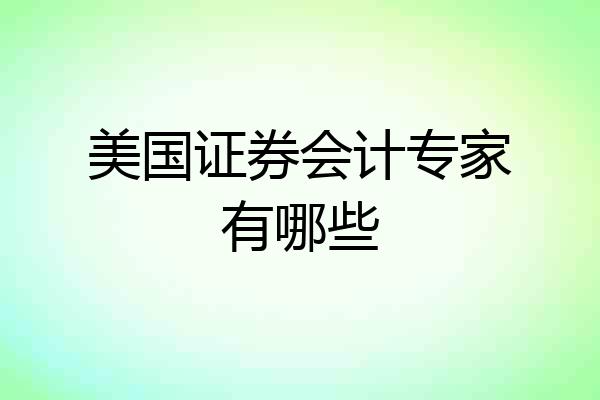 美国证券会计专家有哪些