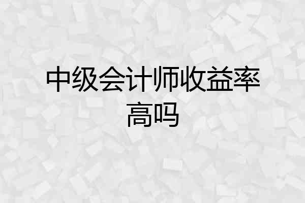 中级会计师收益率高吗