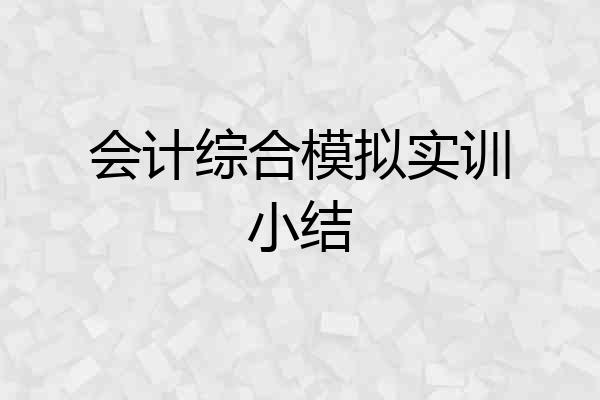 会计综合模拟实训小结