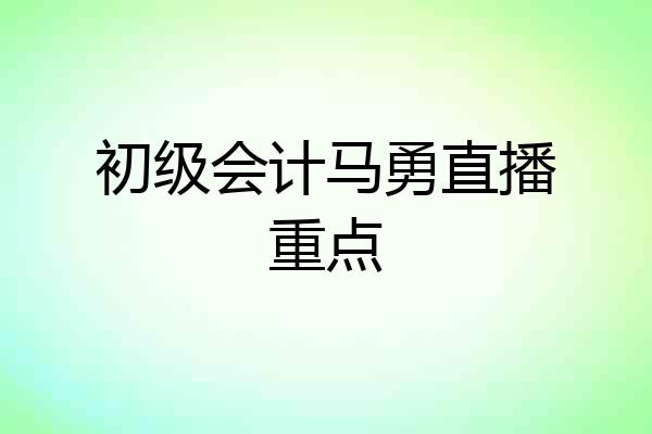 初级会计马勇直播重点