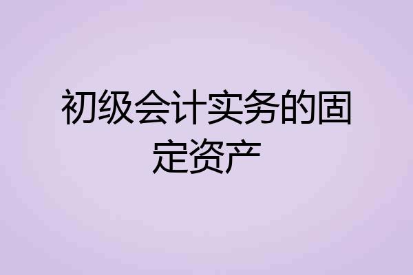 初级会计实务的固定资产
