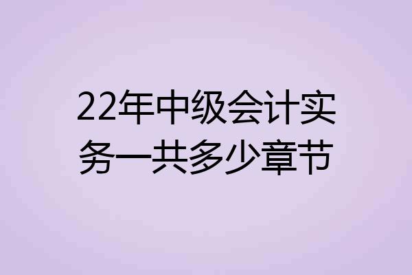 22年中级会计实务一共多少章节