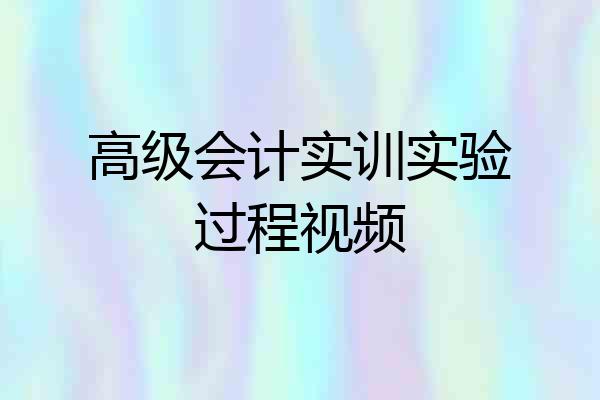 高级会计实训实验过程视频