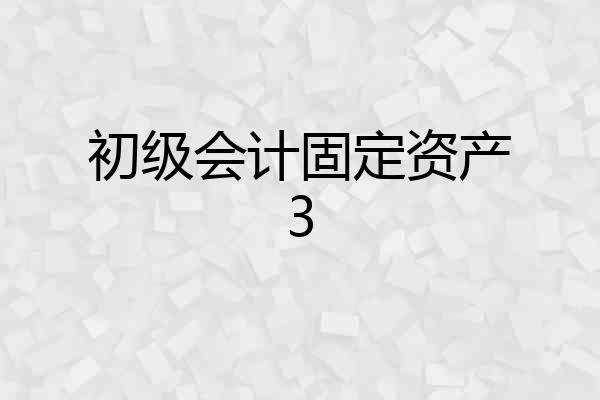 初级会计固定资产3