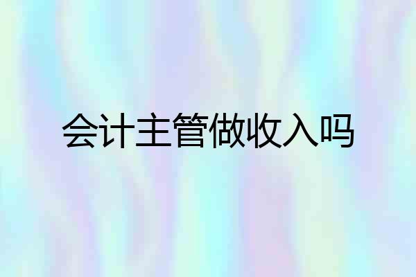 会计主管做收入吗