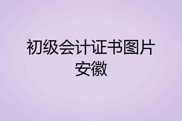 初级会计证书图片安徽