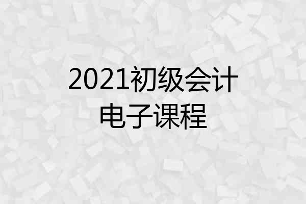 2021初级会计电子课程