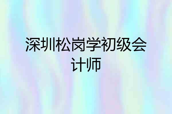 深圳松岗学初级会计师