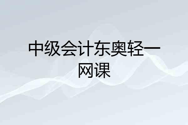 中级会计东奥轻一网课